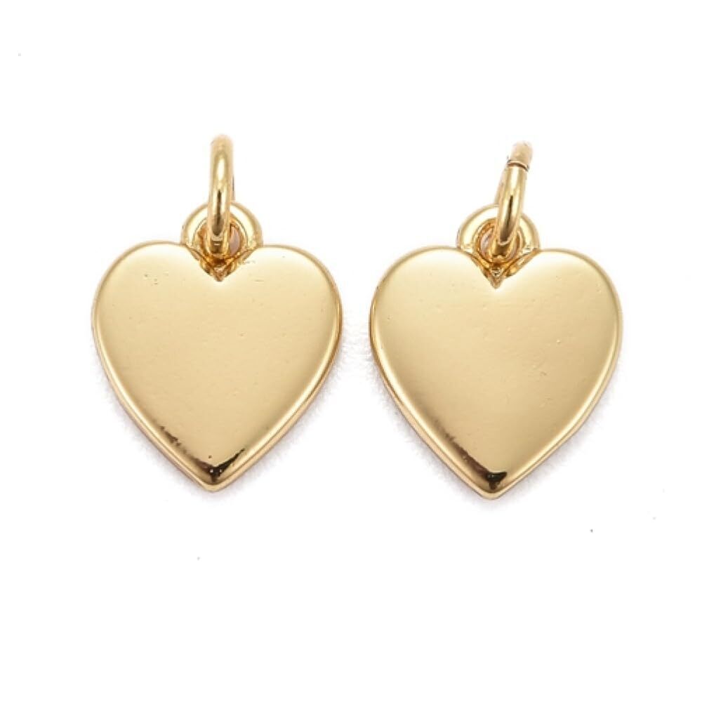 9110 20Pcs Cute Mini Love Heart Charms with Jump Ring Elegant Brass